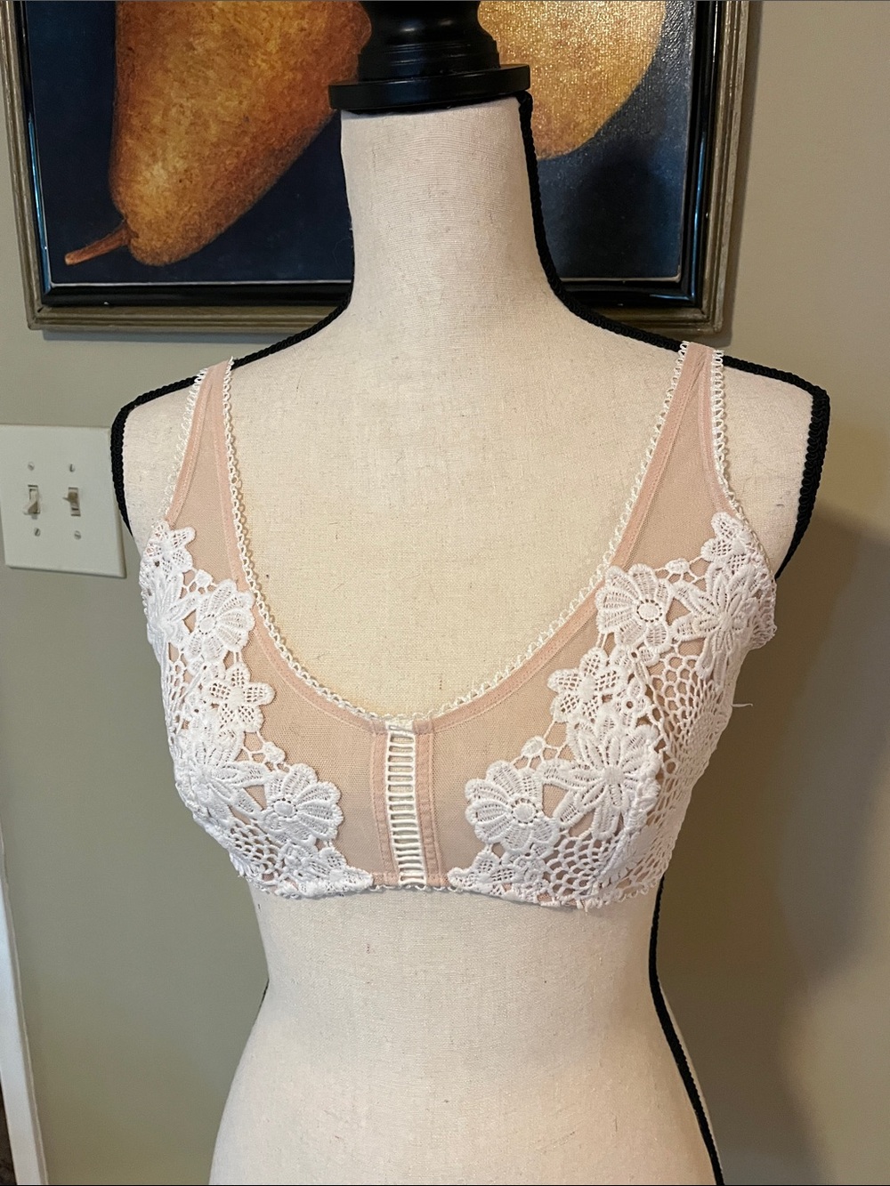 Sheer lace no metal bra from Victoria Secret, fits medium, 38 C approximate